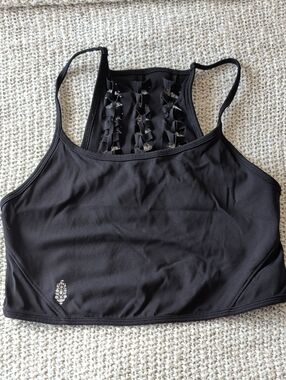 FP Movement by Free People Black Strappy Back Cropped Tank